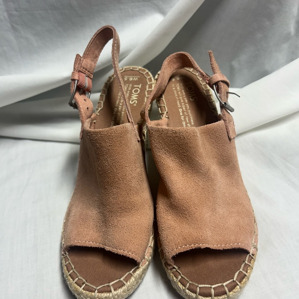 Toms Women’s Monica Sling Back Wedge Heel 6.5 Blush Pink Summer - Picture 5 of 9